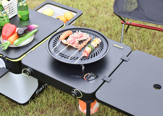 Food Prep Camping Mobile Cooking Table With Burner Folding Box