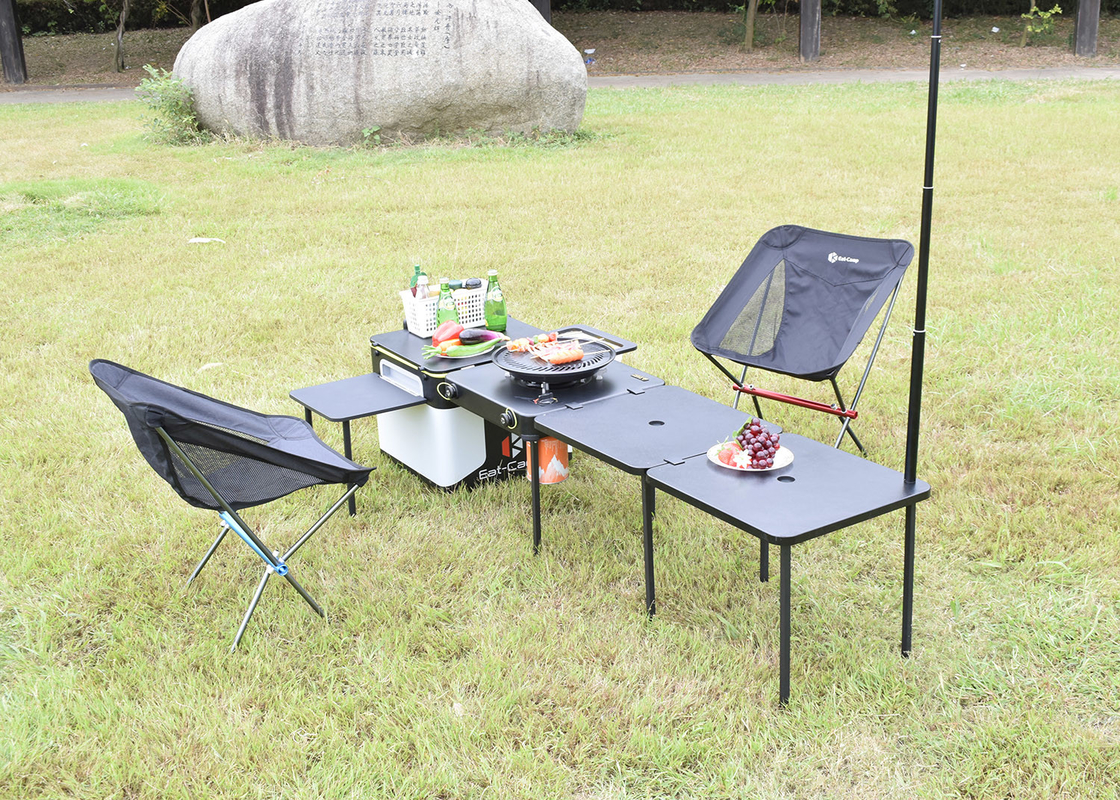 Multifunctional Outdoor Camping Barbecue Iron Grill Table Folding Dining Table