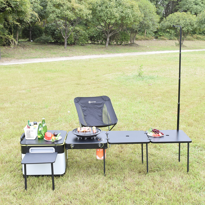 Outdoor Fully Equipped IGT Picnic Table Camping Folding Compact Food Truck Trailer Portable Camping Mobile Kitchen