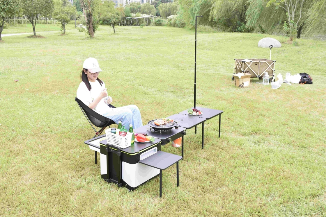 Retractable Camping Cooking Station With Foldable Chopping Board Basin